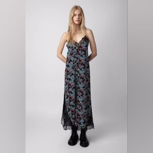 Zadig & Voltaire Ristyl CDC Thunder Silk Maxi Slip Dress in Noir